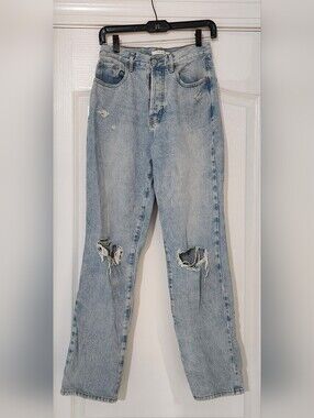 PacSun Light Blue Distressed Straight Leg Dad Jeans